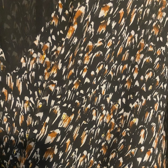 Express Metallic Printed Tie Back Balloon Sleeve Top Size Large - Picture 2 of 5